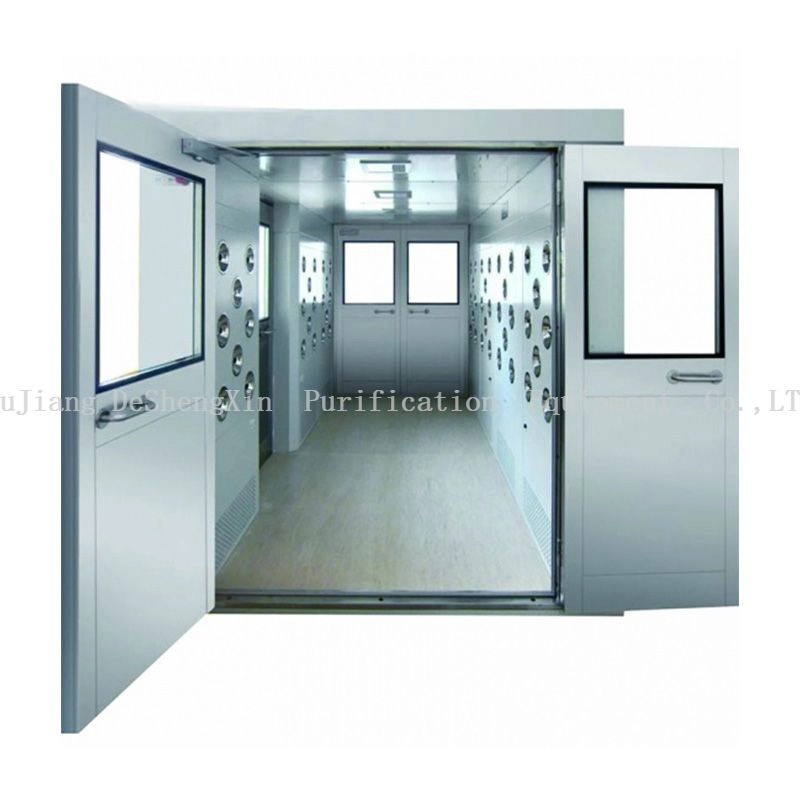 Double Door Cargo Air Shower Room, air purification, cleanliness, particle removal, cross-contamination prevention, high-efficiency filtration, user-friendly controls, robust construction, hygiene enhancement, efficiency increase, cost-effective, electronics, pharmaceuticals, food processing, healthcare, cleaner work environment, safer work environment.