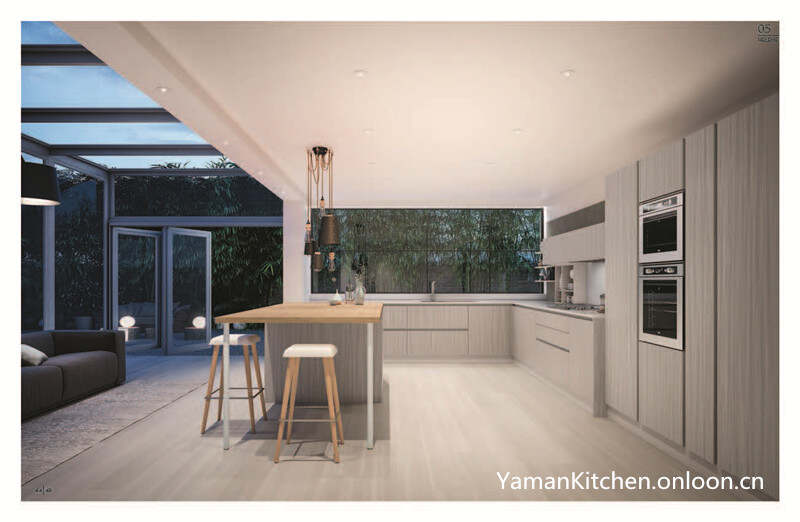 Yaman veneer kitchen,wooden colour modern kitchen Italy design