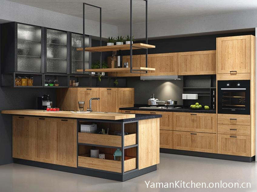 Yaman orginal wood kitchen supplier in classical kitchen design with solid wood door