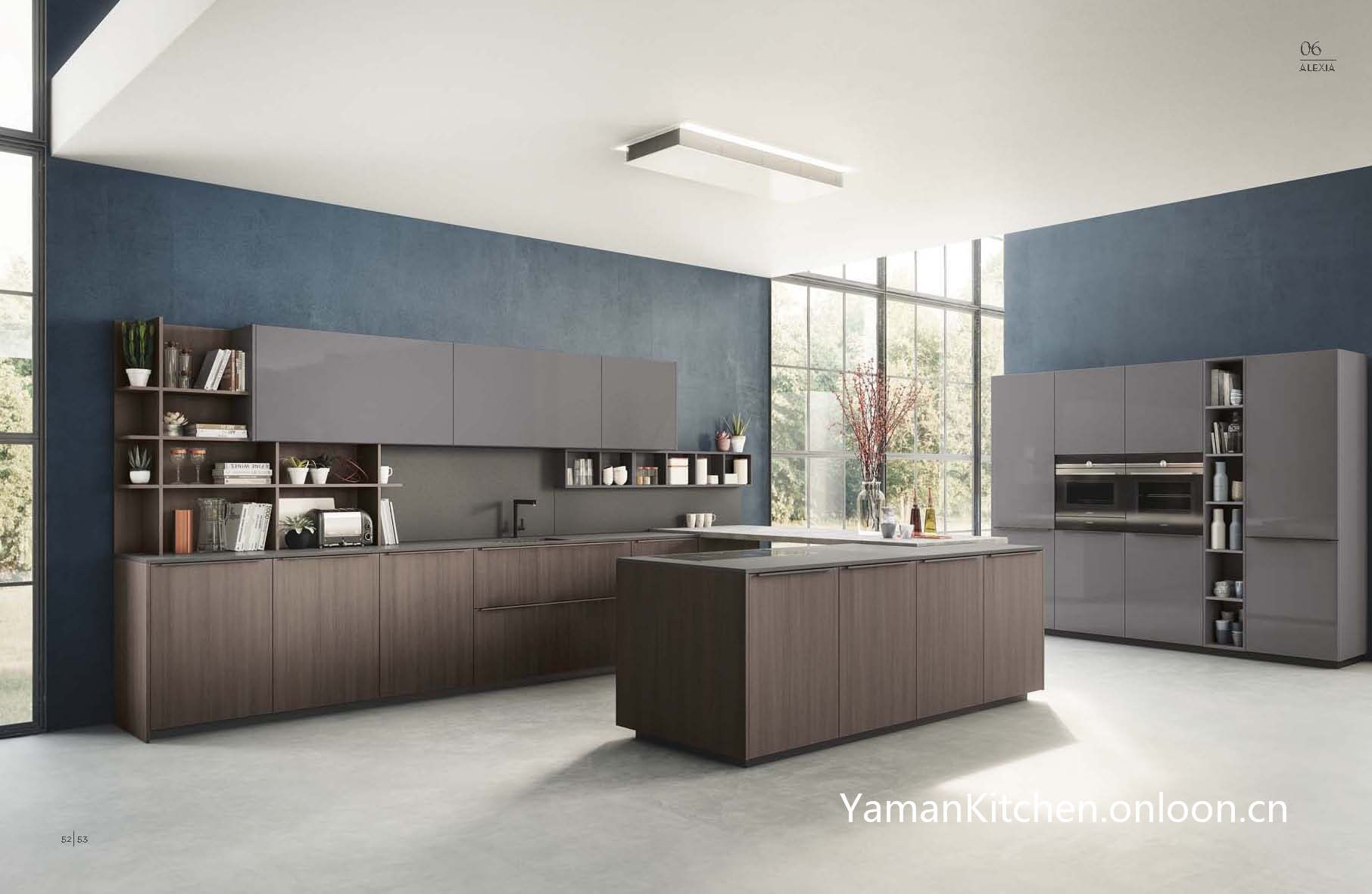 Yaman Italy style modern kitchen supplier with melamine wooden door