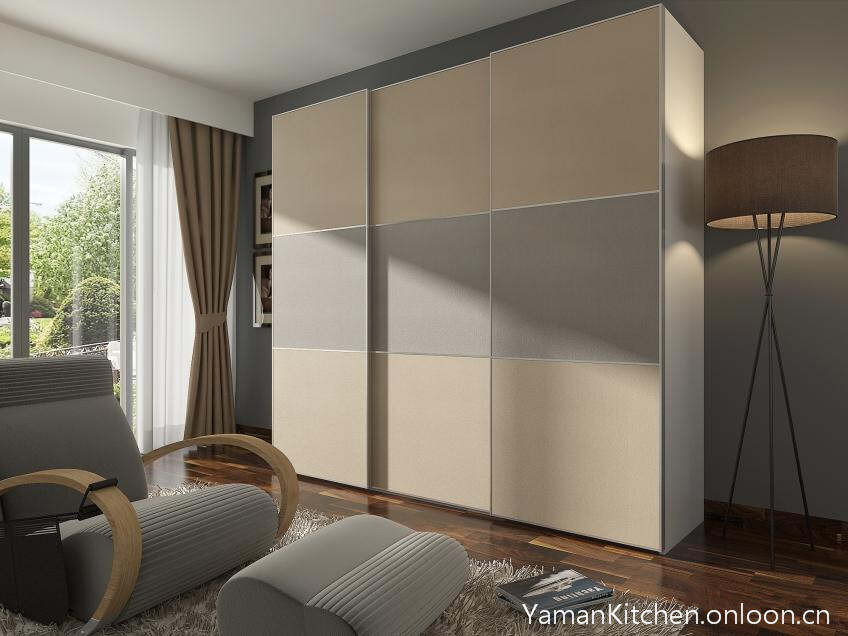 Chinese Modern modular bedroom slidind Lacquer Melamine door wardrobe SDW005