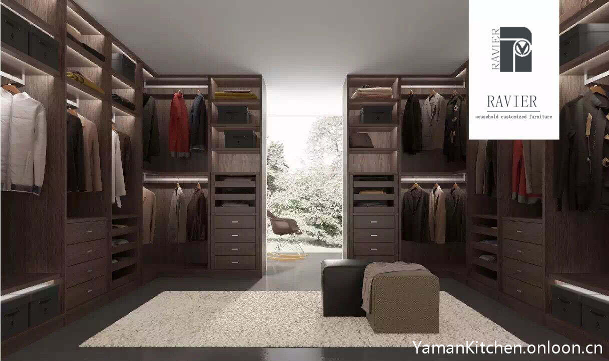 Yaman Wood Grain Walk in Closet of Best Bedroom Wardrobe WIC002