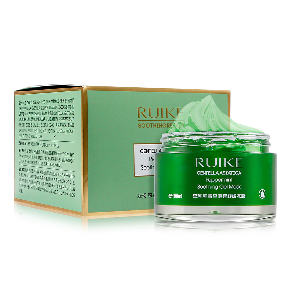 Face use wholesale private label natural Ruike centalla asiatica peppermint soothing gel mask