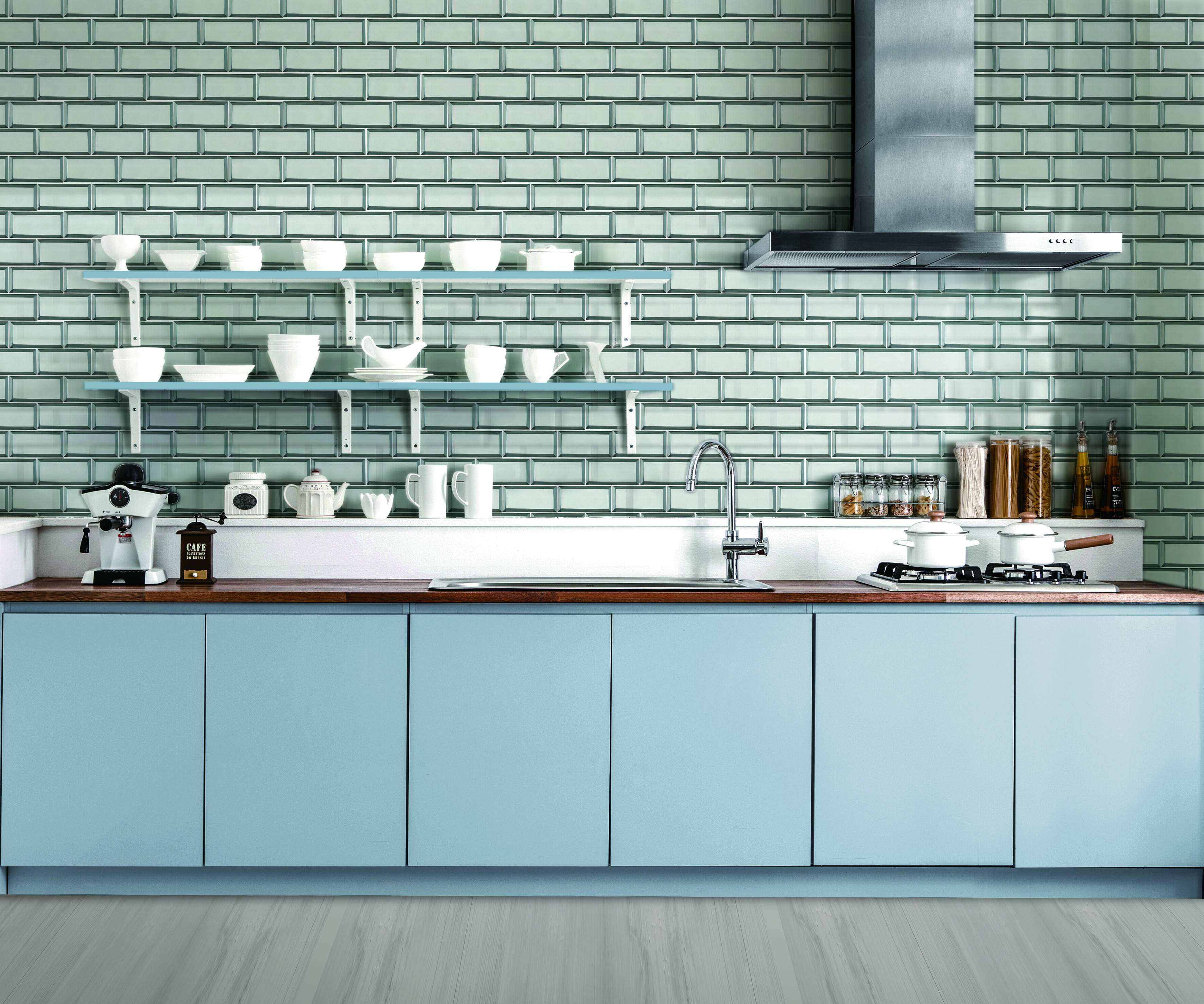 blue and brown glass tile backsplash, green and brown glass tile backsplash, clover arabesque grigio mosaic glass tile