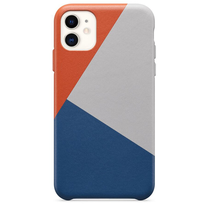 Funda híbrida trasera de cuero flexible para iPhone 11