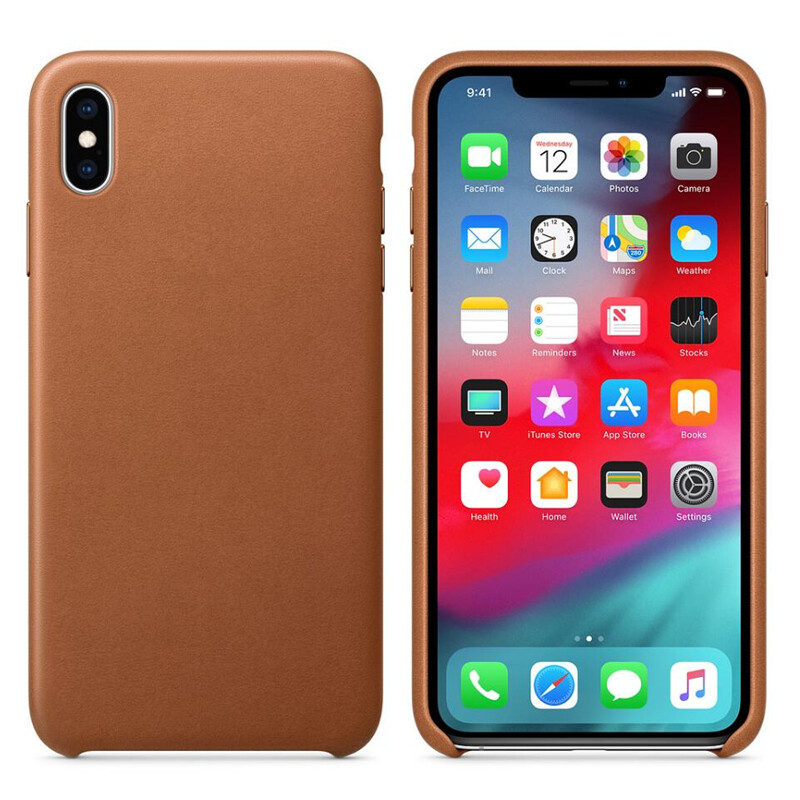 Funda híbrida trasera de cuero flexible para iPhone XS Max