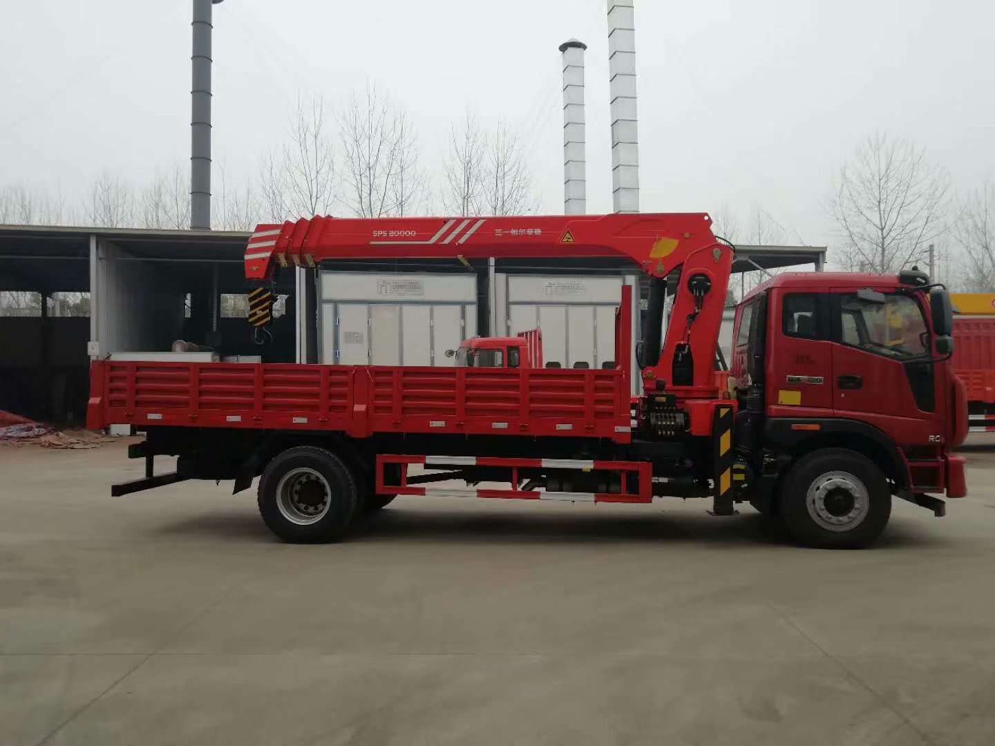 flatbed truck with crane construction simulator