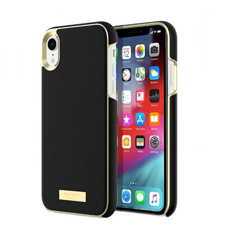 Metal Tag Leder Hard Back Hybrid Cover für iPhone XR