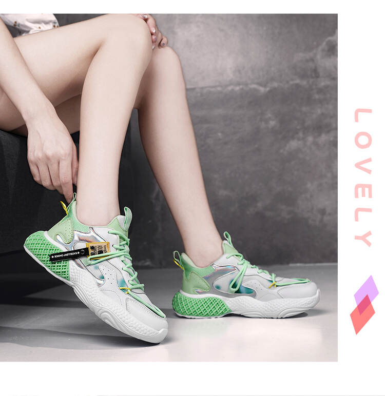 Chunky Oem Ladies Spring Summer Women Casual Breathable Lace-Up Height Increasing Shoes