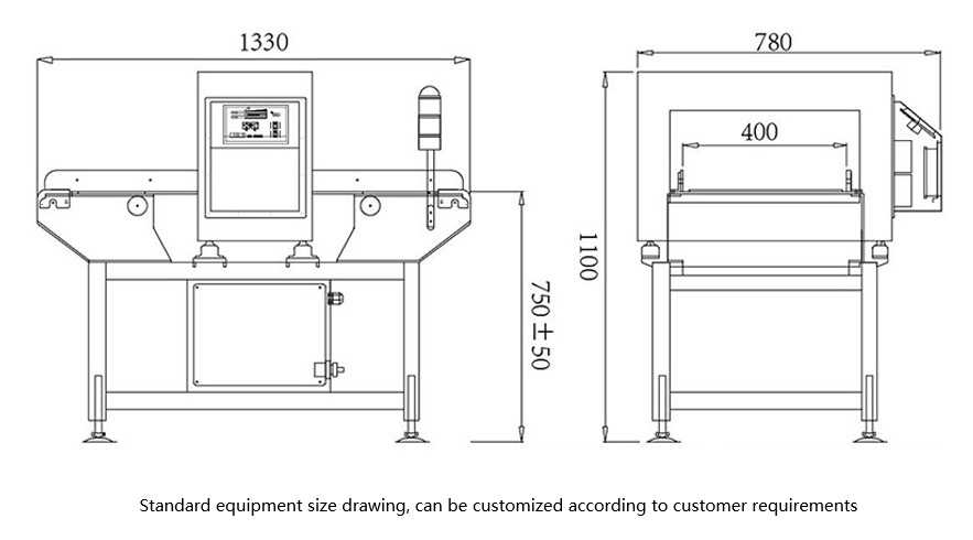 Lifting and rejecting metal detector for biscuits, bread, chocolate manufacturer factory