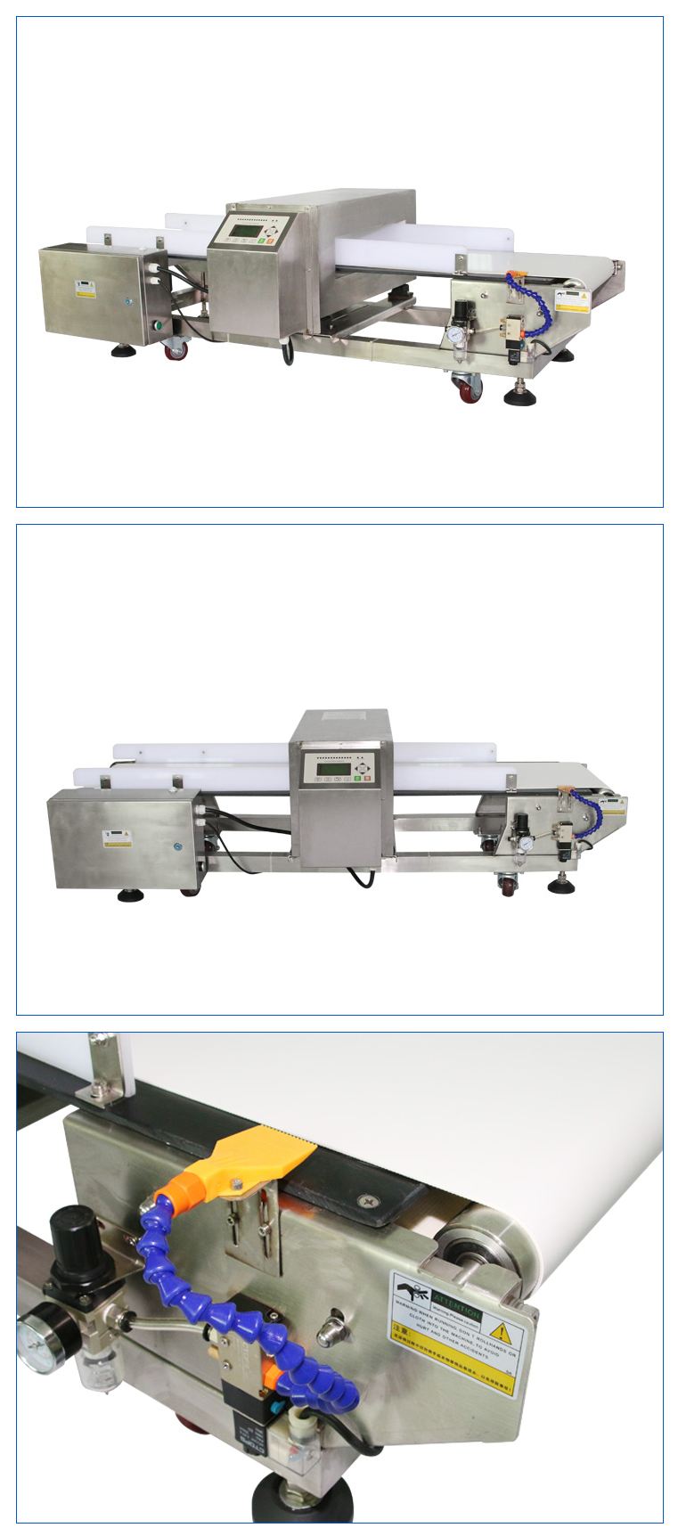 Blowing and removing metal detector for food,medicines,chemicals,printing