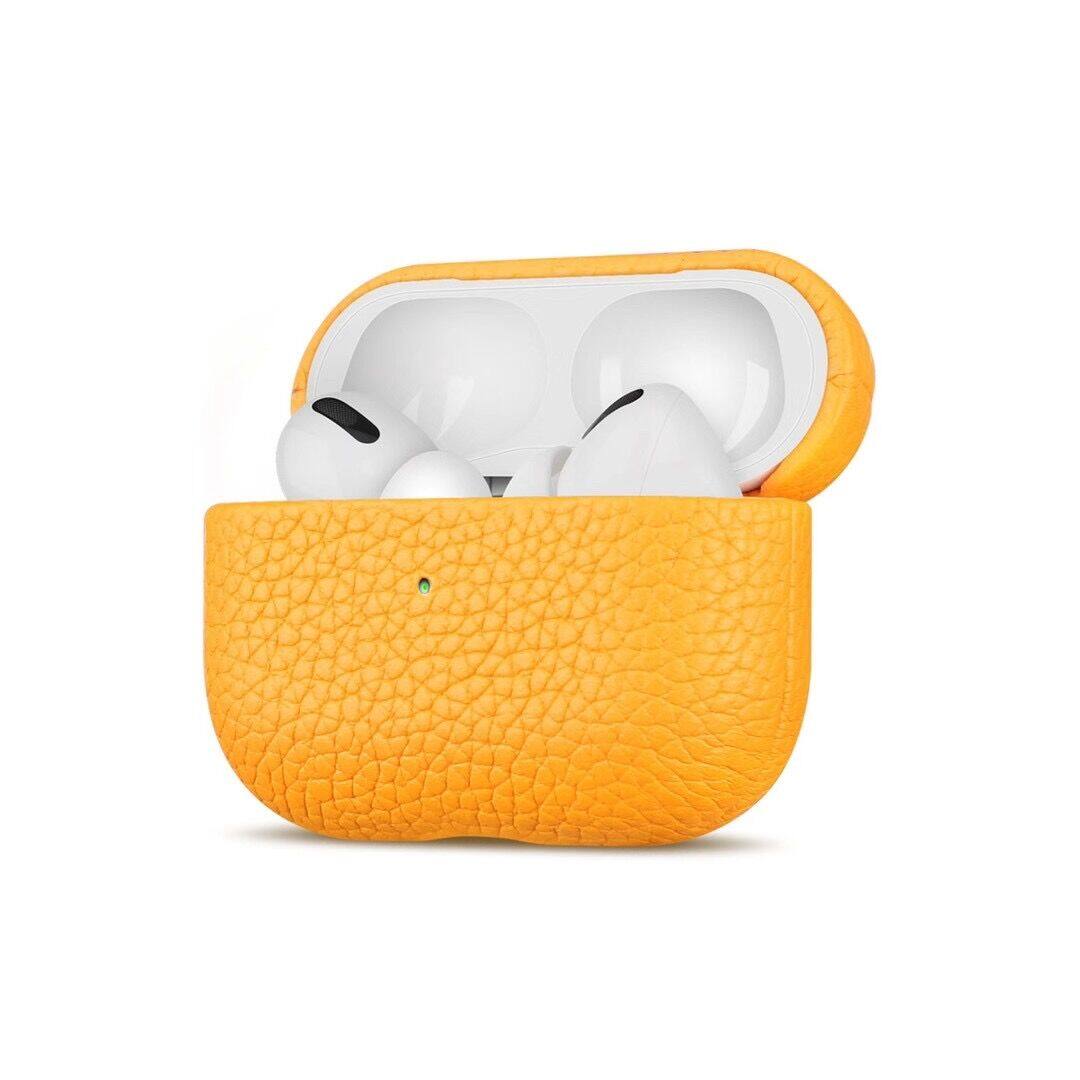 AirPods Ledertasche ， [Handmade Series] Litchi Grain Rindsleder AirPods Cover Schutzhaut, tragbare stoßfeste Hülle