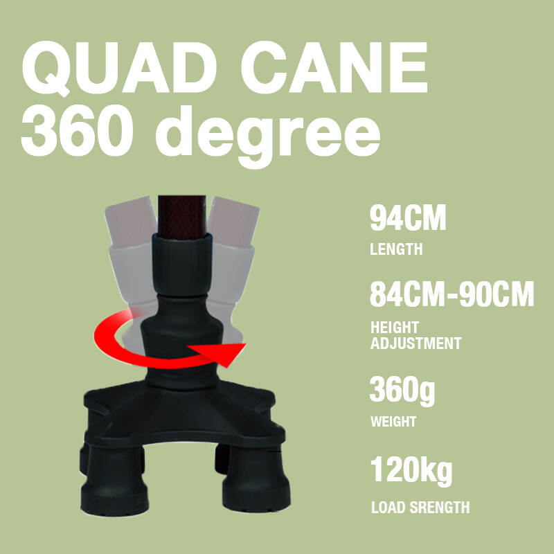 360°Movable Large Base Bariatric Quad Walking Canes