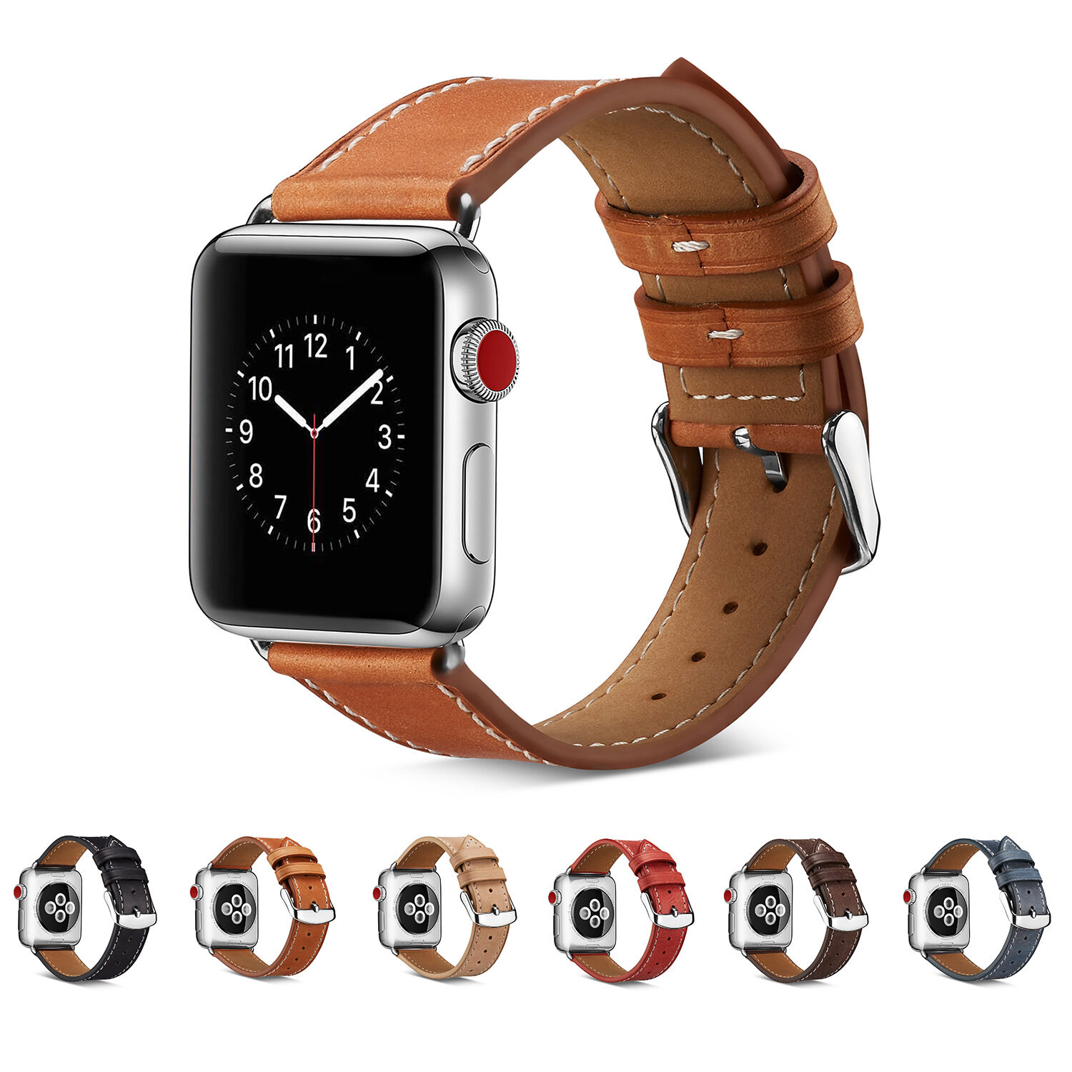 Compatible con iWatch Band, correa de cuero genuino Compatible con Apple Watch Series 4 3 2 1 38 mm 40 mm 42 mm 44 mm