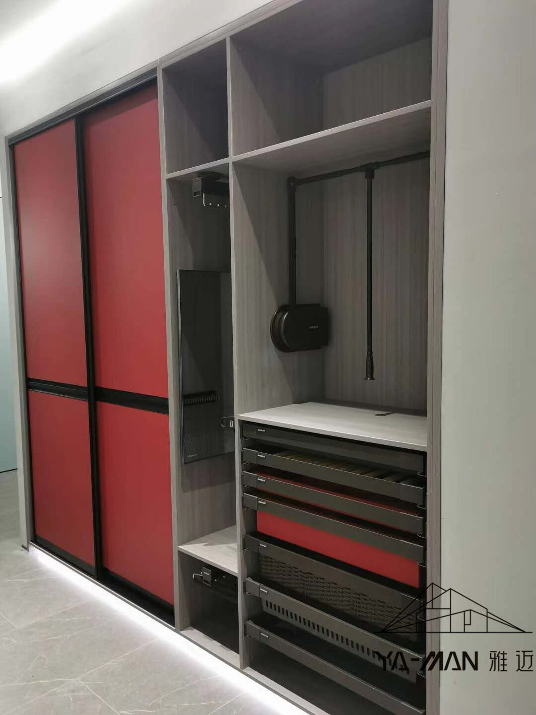 YAMAN sliding door space saving wardrobe for bedroom