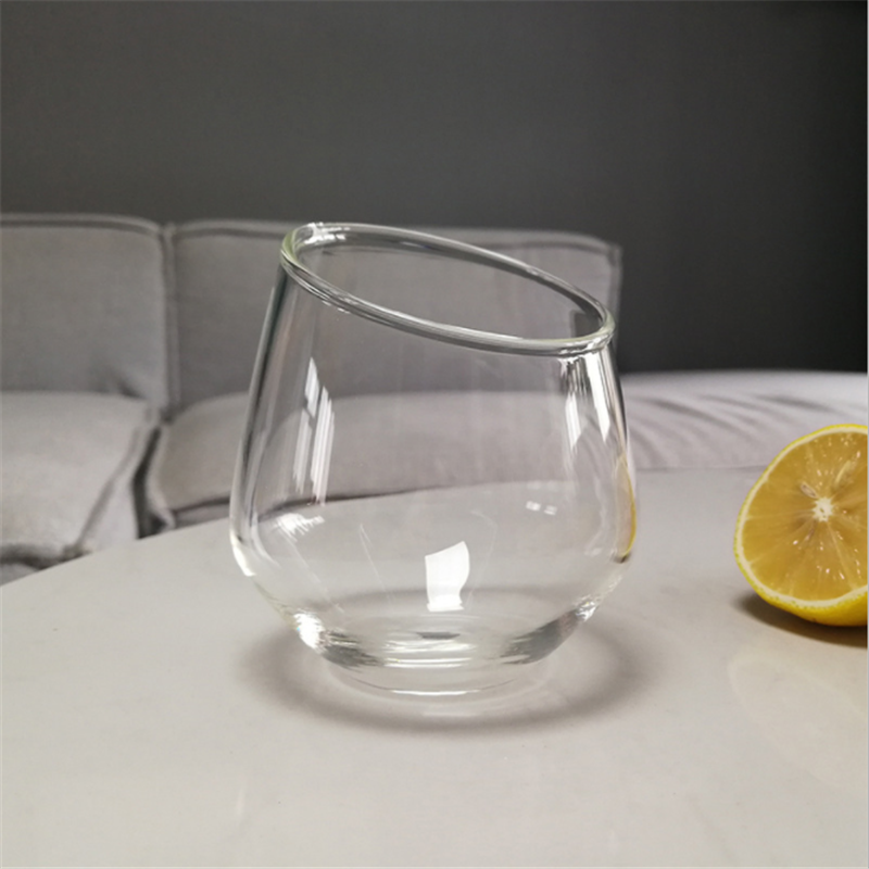 Creative oblique single-layer glass cup