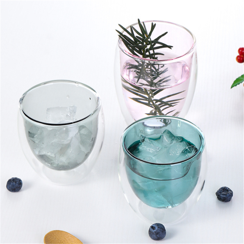 Color double-layer glass high borosilicate anti-scalding heat insulation cup