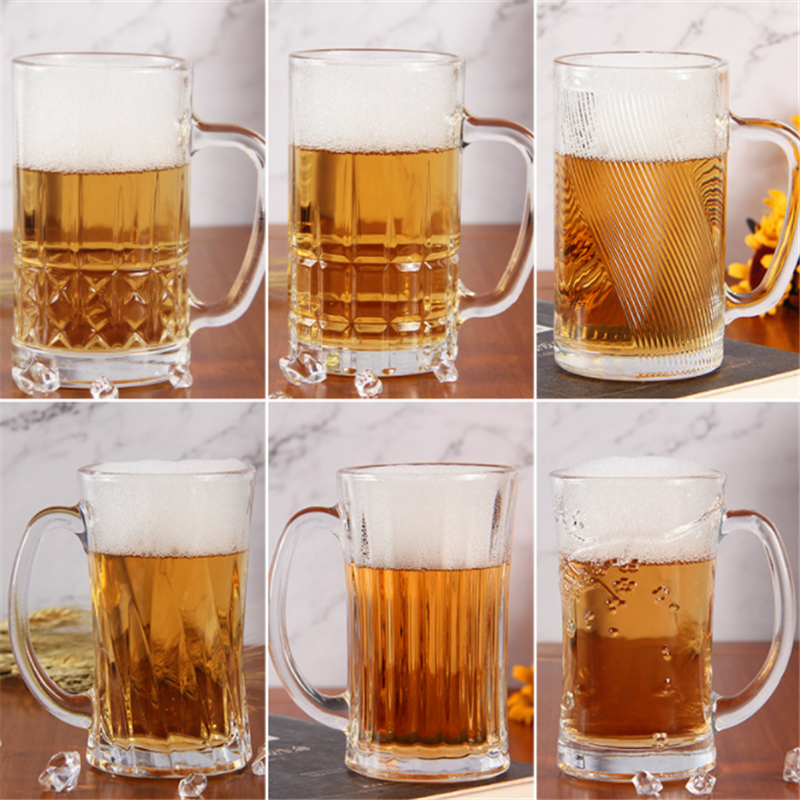 Glass beer cup juice milk cup household multifunctional handle cup