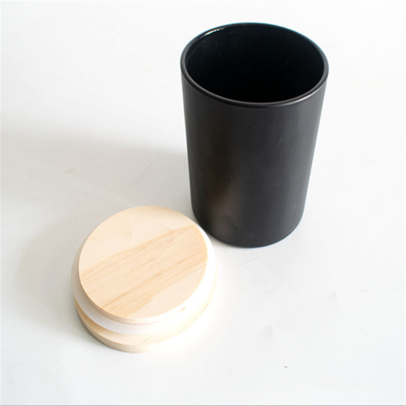 Aromatherapy Candle Empty Cup Container Wooden Lid Frosted Glass Handmade Candle Cup