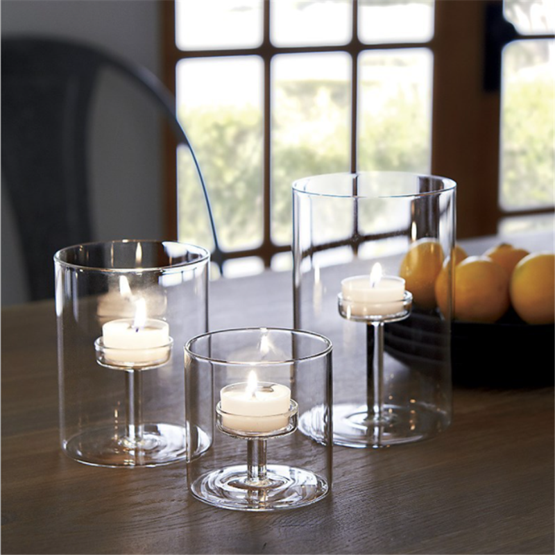 Candle round glass transparent oil lamp candle light dinner candle holder stylish and simple