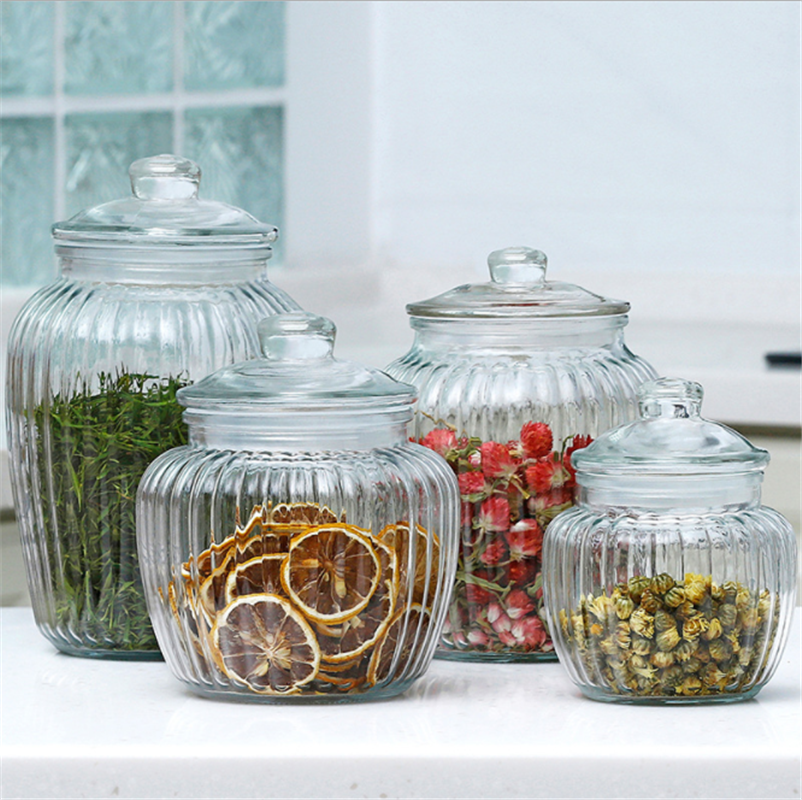 Glass food airtight jar dried fruit grains candy tea storage bottle