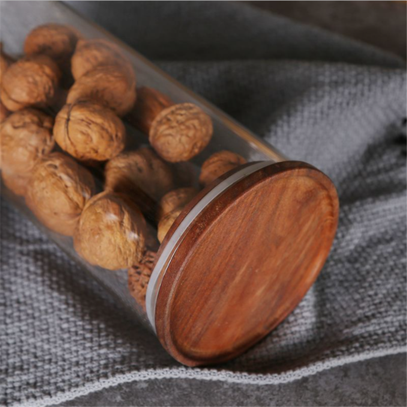 High Borosilicate Glass Storage Jar with wooden lid