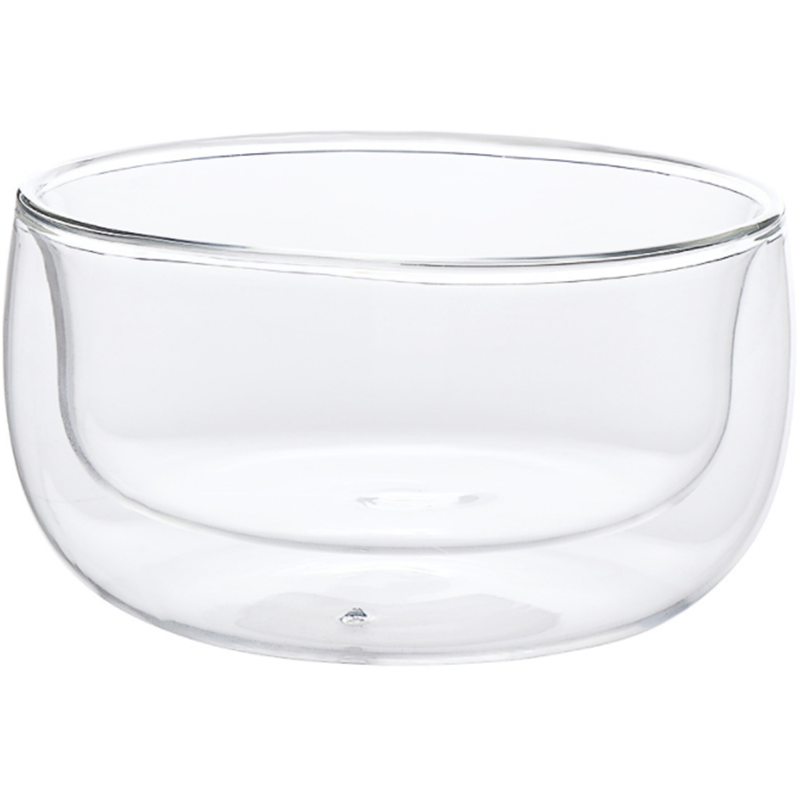 Double layer transparent anti-scalding glass bowl cute creative household tableware