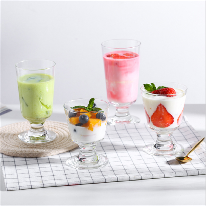 Tall glass fruit cup milkshake cup ice cream yogurt ice cream bowl