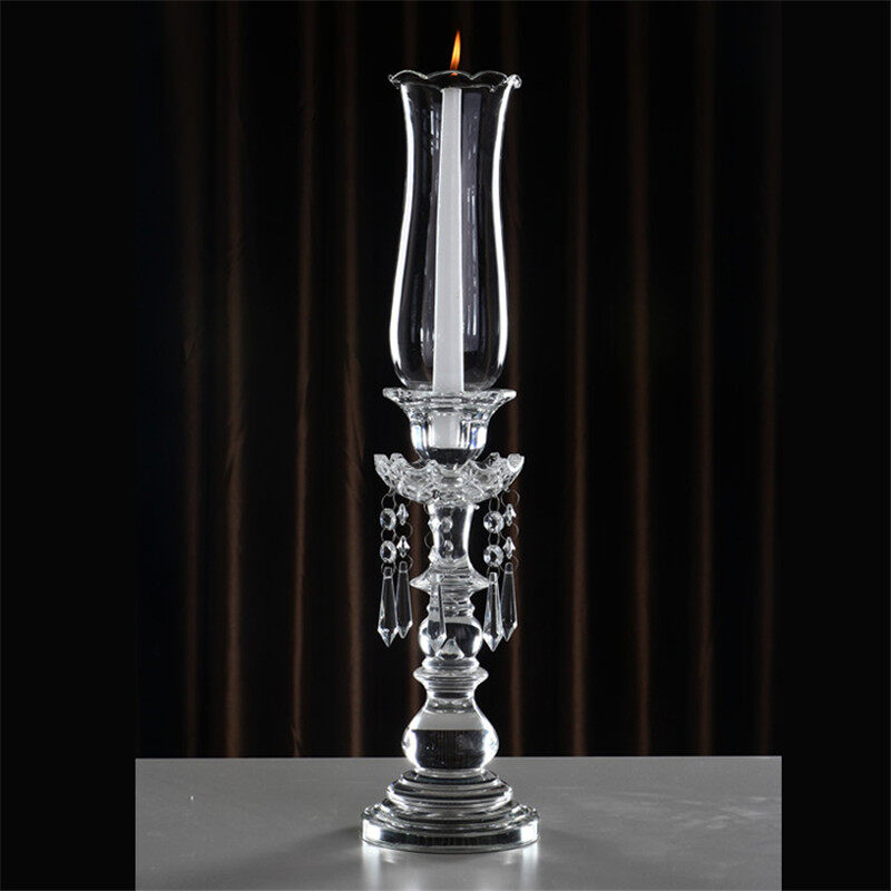 Tall glass candle holder