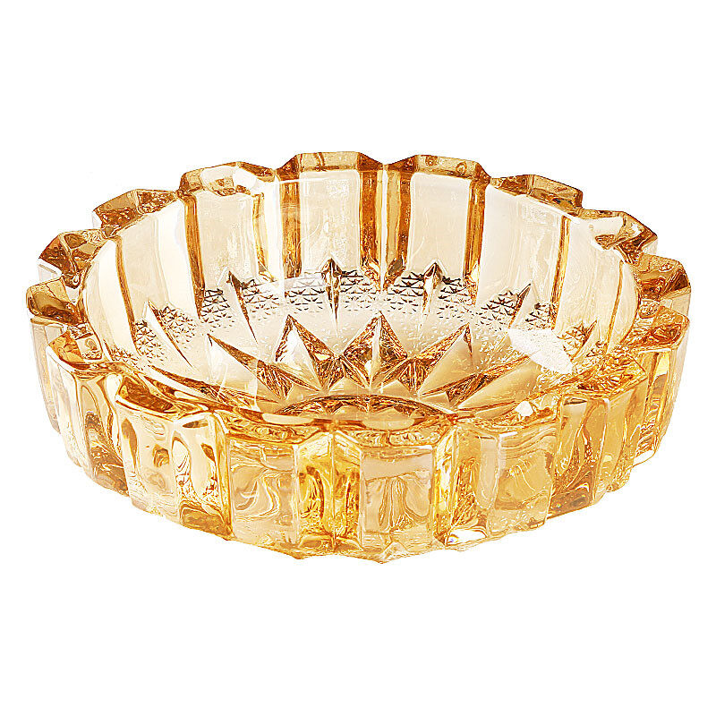 Golden round glass ashtray