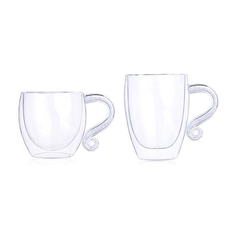 Creative handle high borosilicate glass double cup