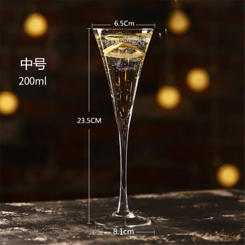 Exquisite deep V tall glass champagne flute