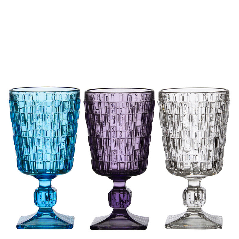 Color vintage pattern diamond glass wine glass