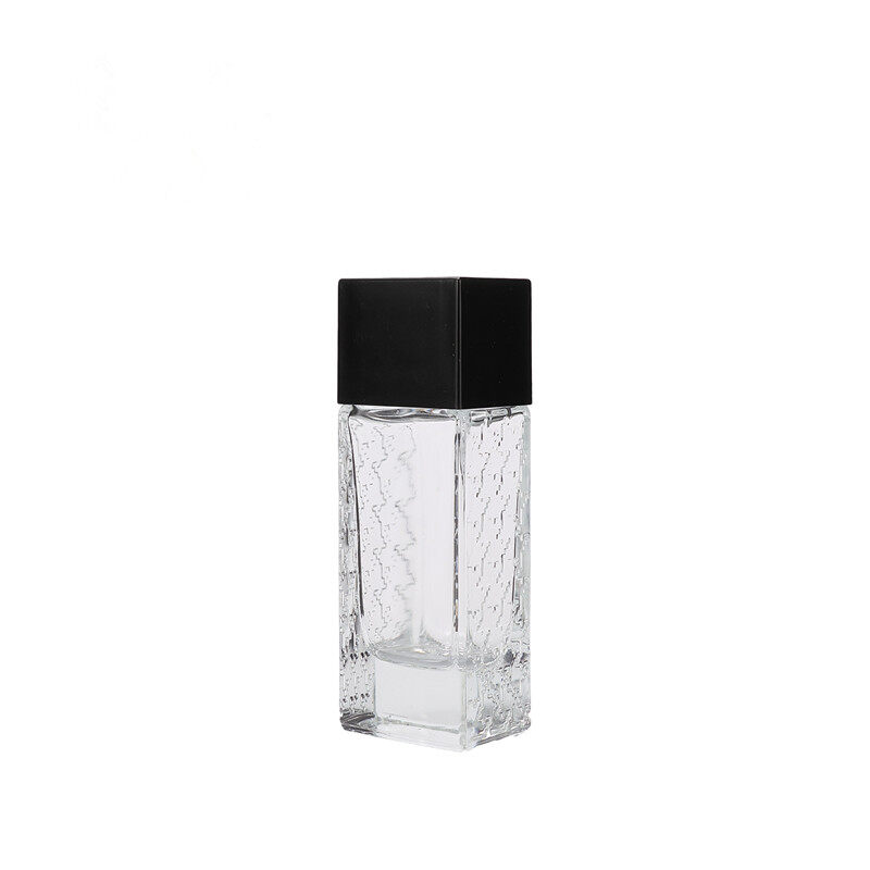 Customizable small capacity glass perfume bottle  rectangular pattern high-end crystal transparent 15-50ml