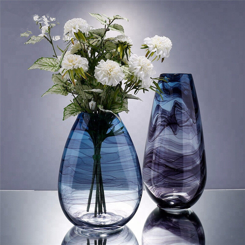 Diamond star blown glass vase colorful decorative glass crafts ornaments