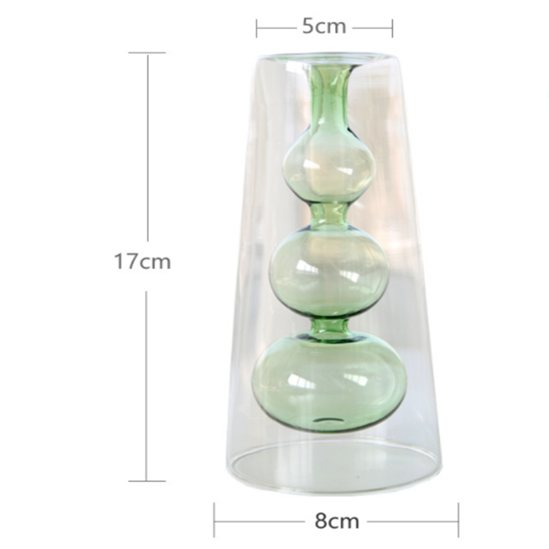 Nordic modern minimalist stained glass creative double transparent vase restaurant desktop decoration