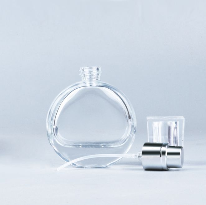 High grade crystal transparent   25ML perfume bottle oblate glass perfume sub-bottle