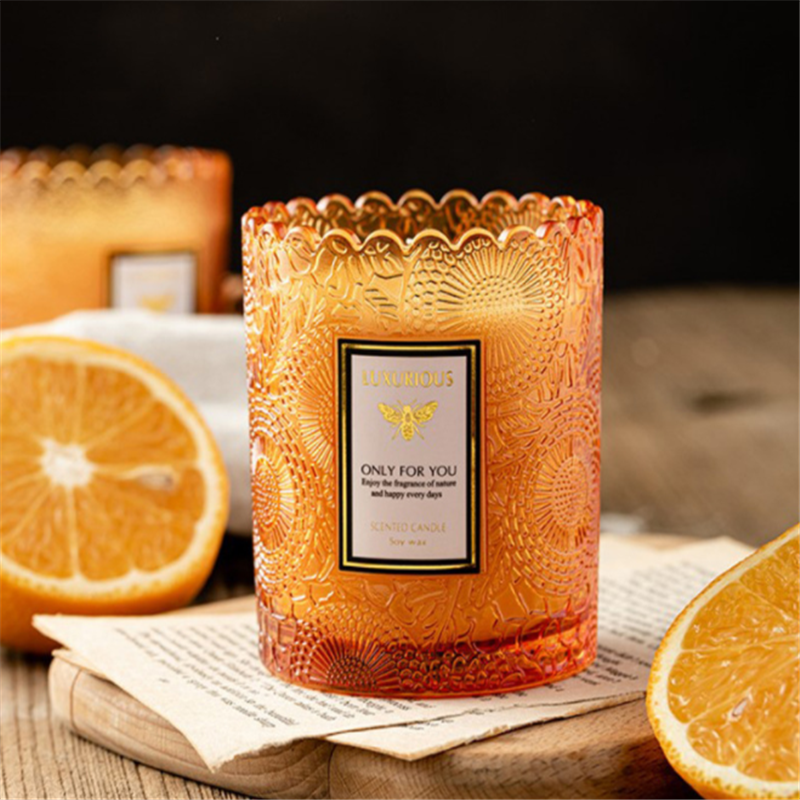 Lace edge glass candle jar