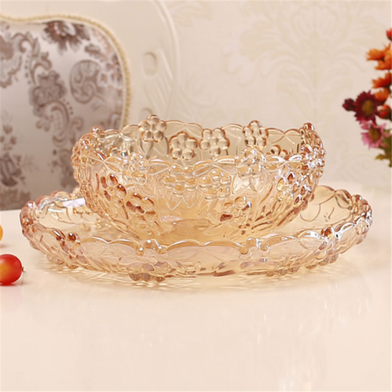 Crystal glass fruit plate European style living room creative fruit candy plate