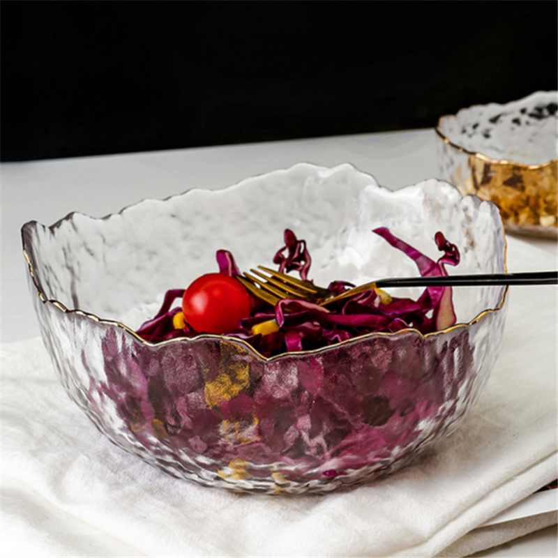 Glass Salad Bowl Fruit Plate Tableware Irregular Phnom Penh