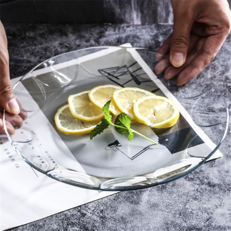 Transparent round pattern glass dinner plate