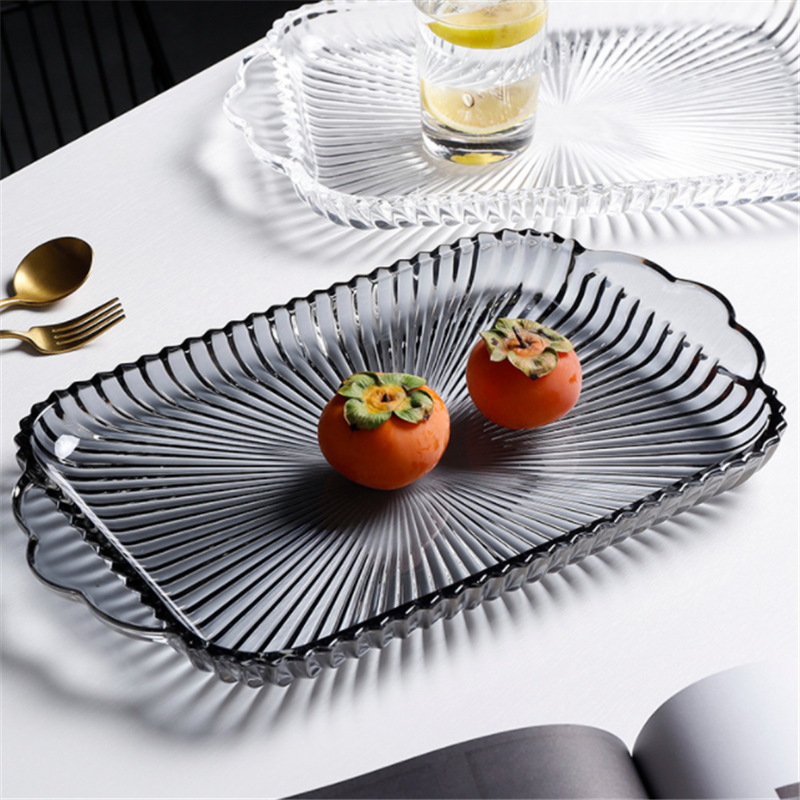 Fruit tray crystal glass tea tray living room cups household rectangular cups dishes dining trays