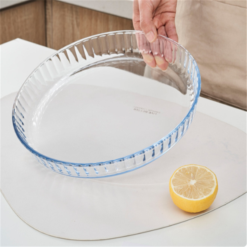 Vertical striped heat-resistant glass disc oven and microwave household round dinner plates