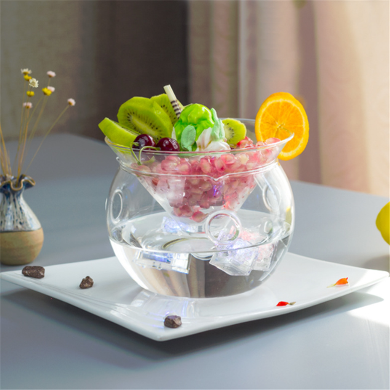 Creative molecular cuisine transparent glass bowl dry ice tableware triangle bowl