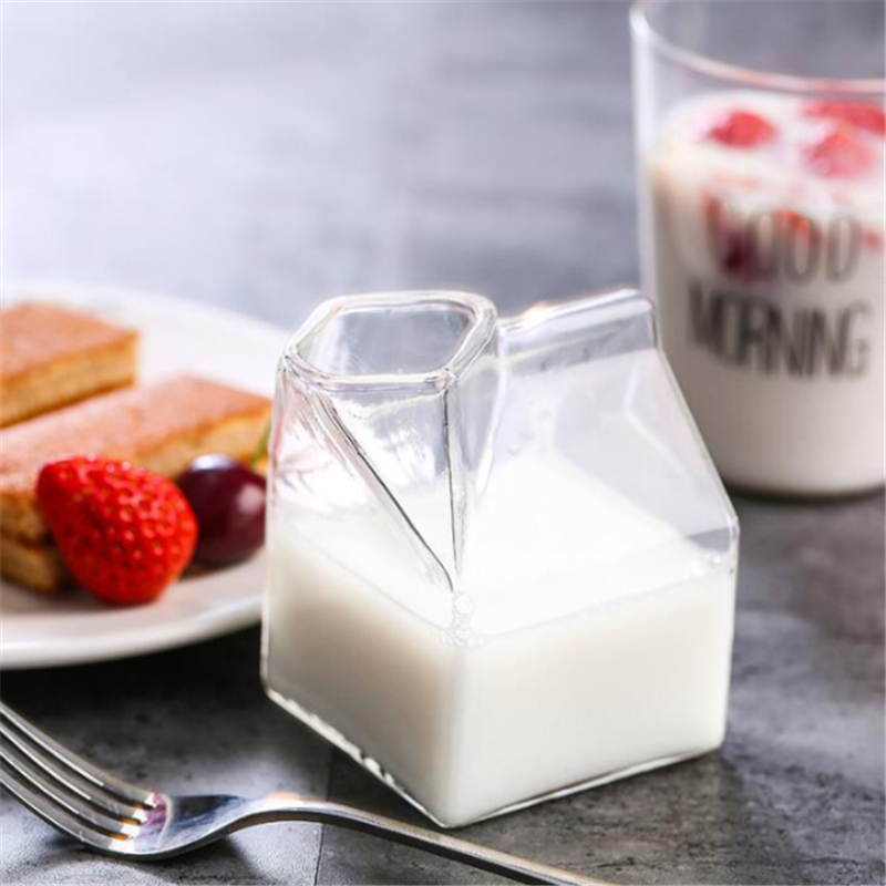 Creative American milk carton glass milk cup