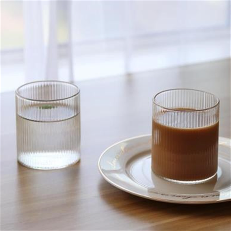 Juice drink coffee cup vertical pattern transparent glass cup