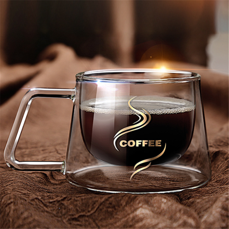 High borosilicate double-layer coffee cup square gram cup