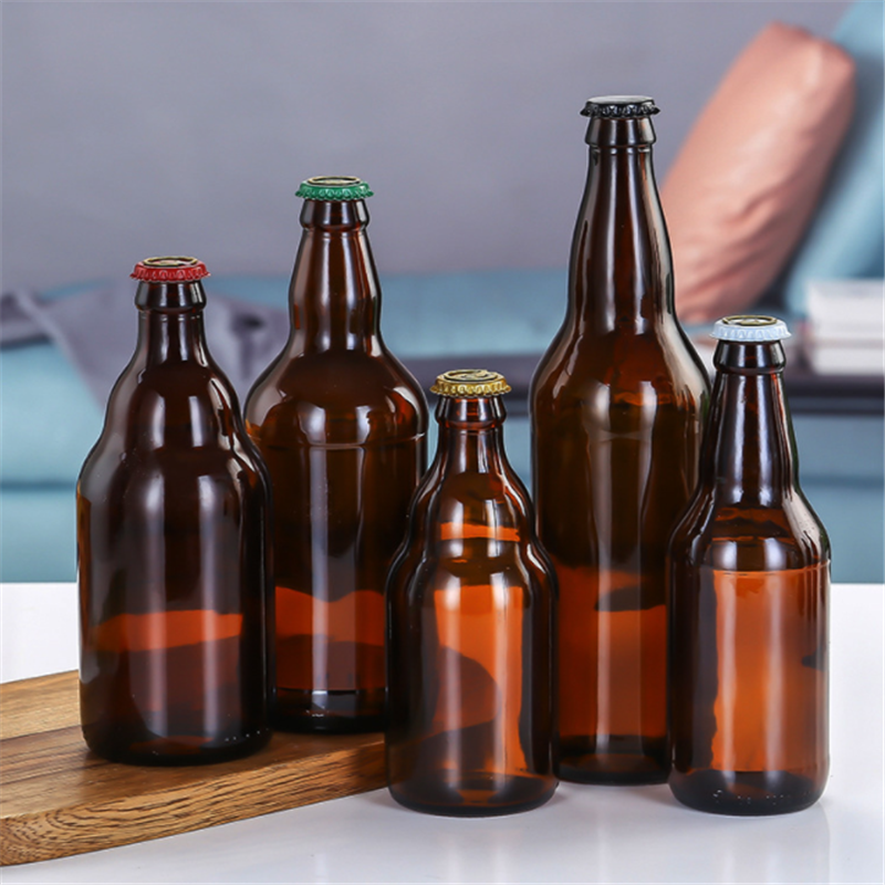 Brown 500ml glass buckle glass bottle with lid