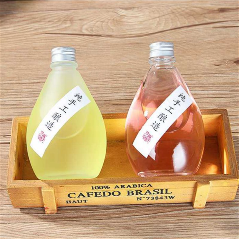 High white material 350ml transparent drink milk tea bottle 500ml water drop glass bottle wine bottle