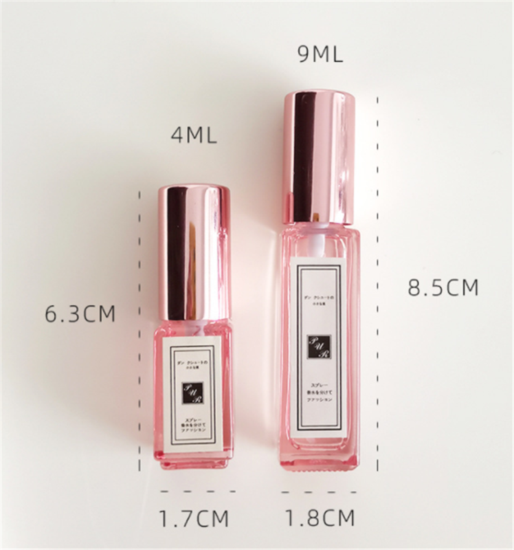 Rectangular pink perfume bottle High grade crys glass perfume bottle spray , small perfume bottle portable sub-bottle